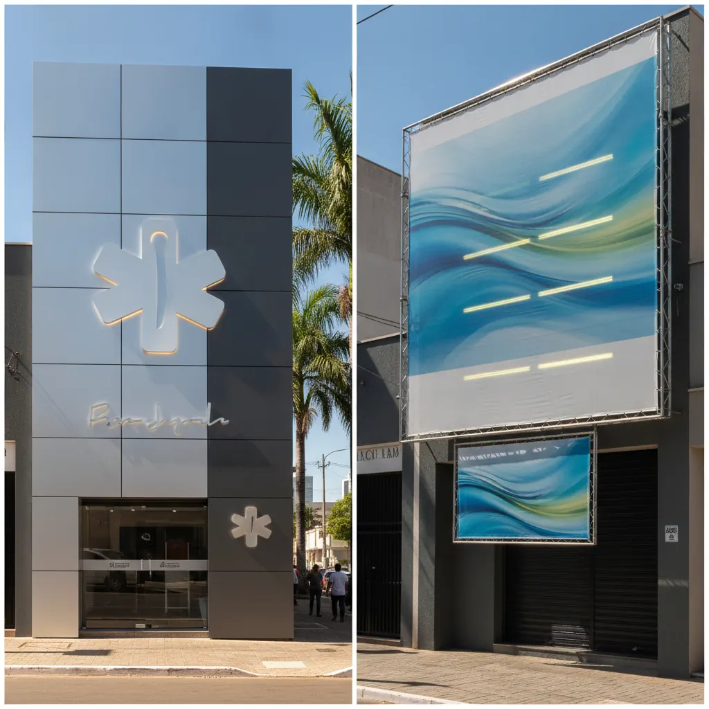 Diferença entre Fachada em ACM e Lona em Goiânia