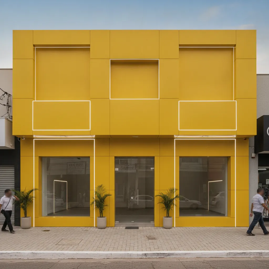 Fachada em ACM Amarelo para Comércio em Goiânia