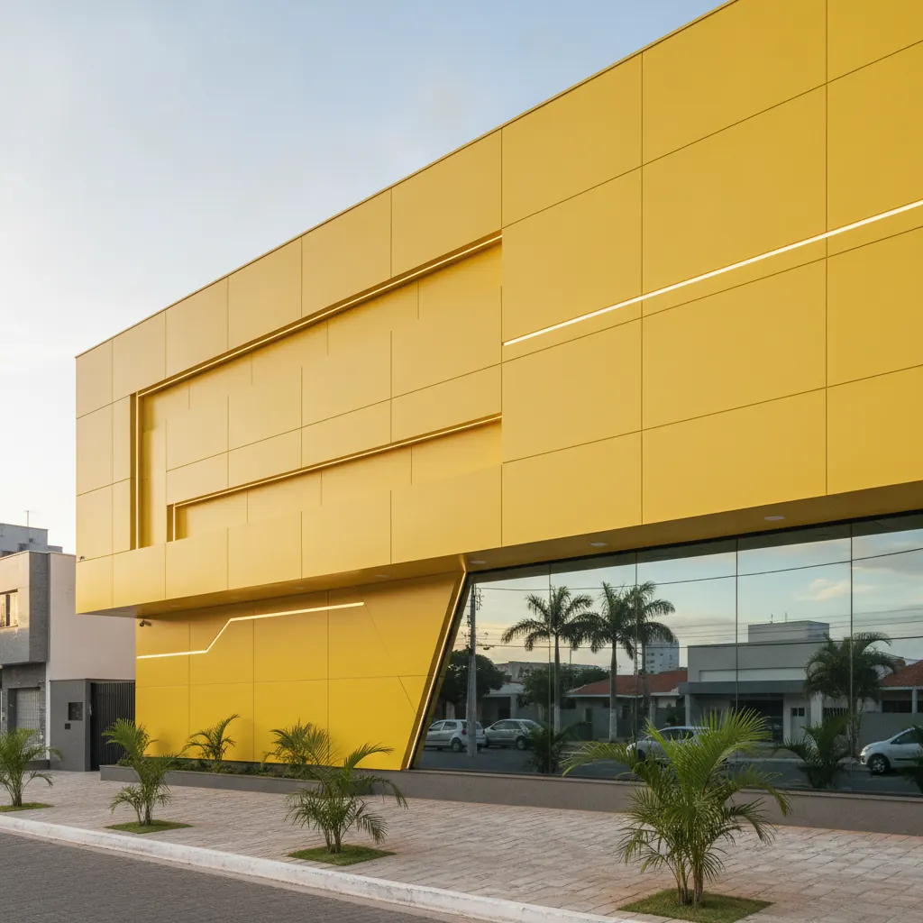 Fachada em ACM Amarelo para Comércio em Goiânia