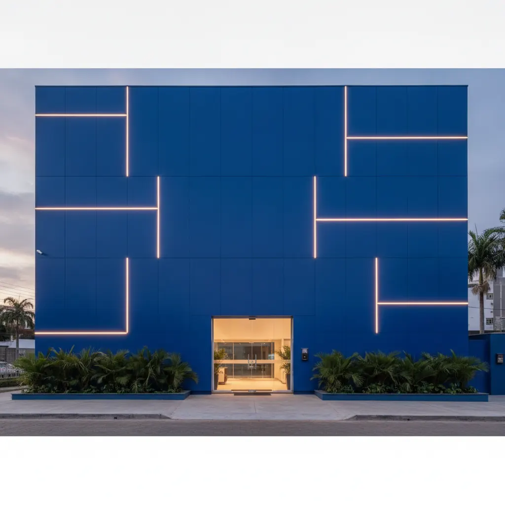 Fachada em ACM Azul para Estabelecimento Comercial em Goiânia