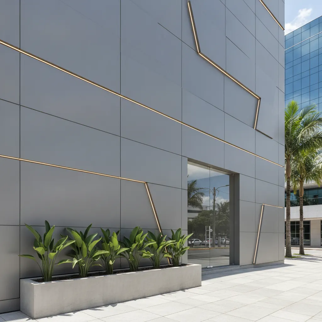 Fachada em ACM Cinza para Estabelecimento Comercial em Goiânia