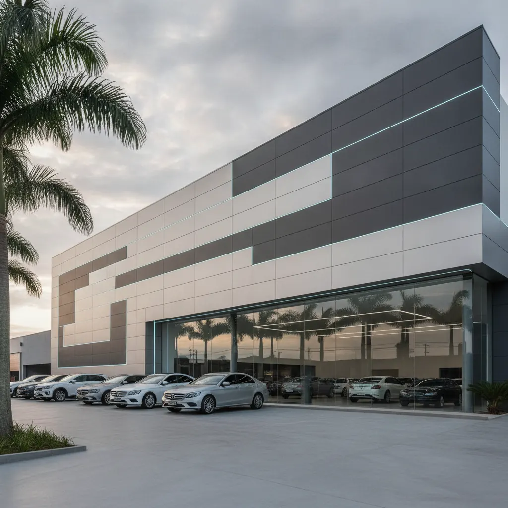 Fachada em ACM para Concessionária de Veículos em Goiânia