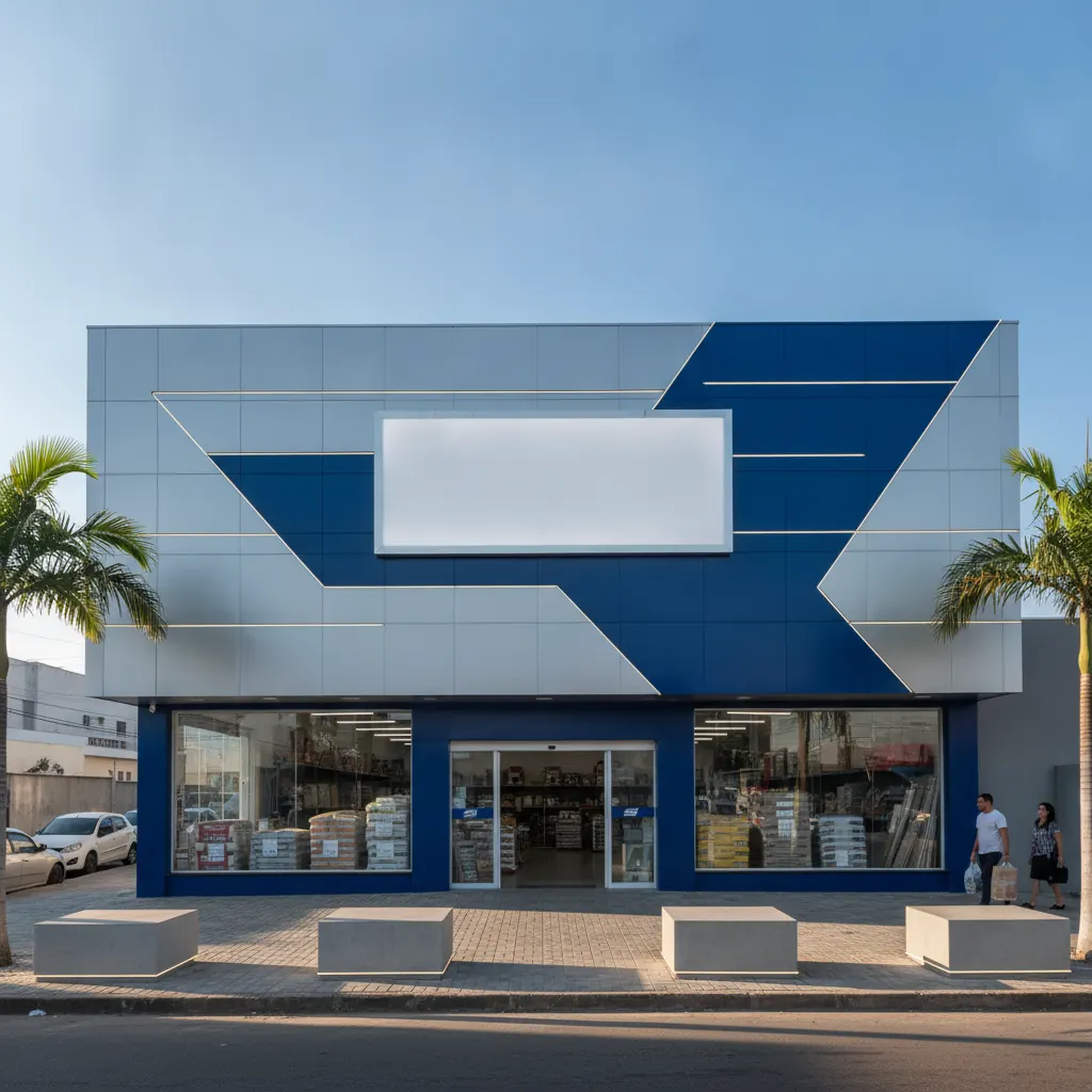 Fachada em ACM para Loja de Materiais de Construção em Goiânia