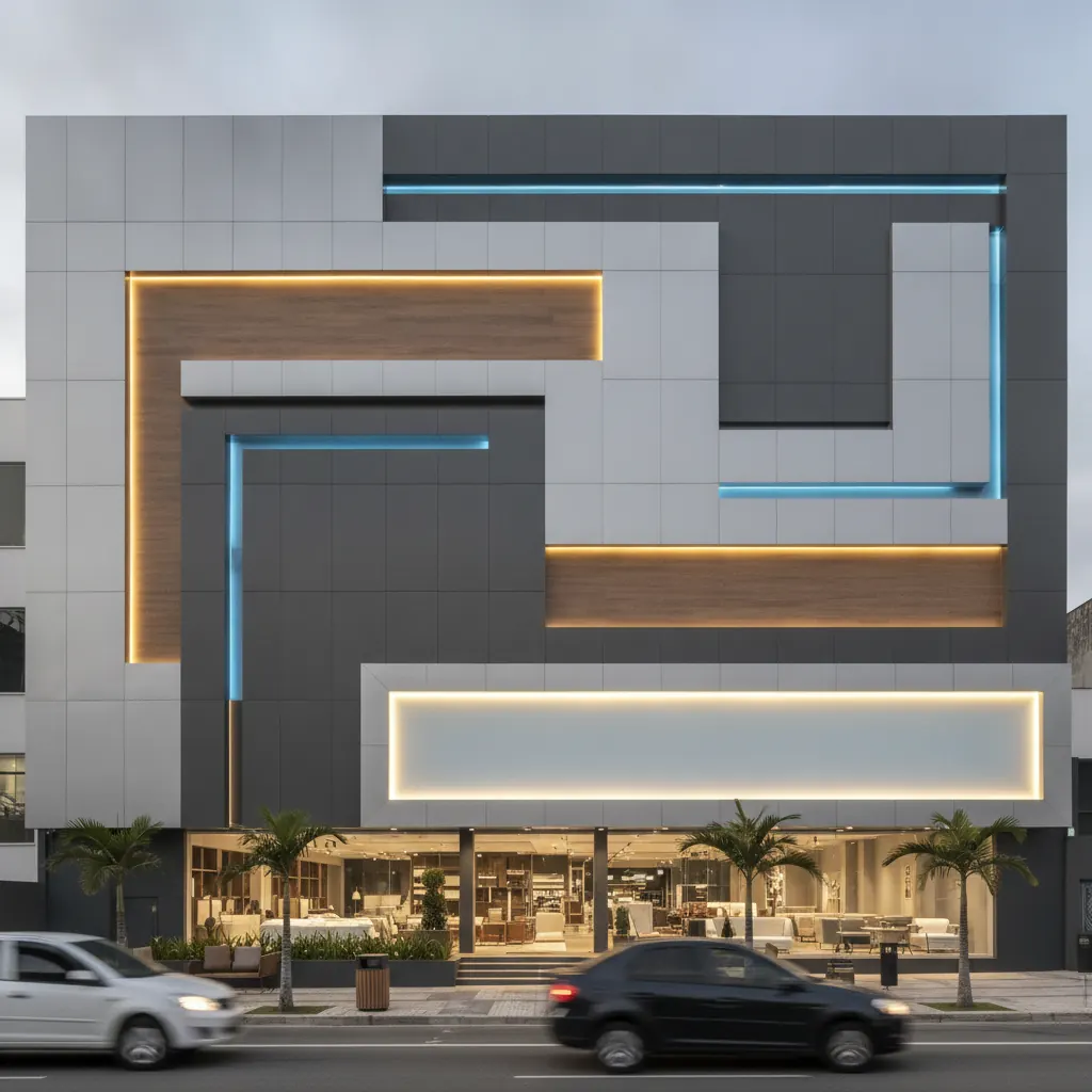 Fachada em ACM para Loja de Móveis e Decoração em Goiânia