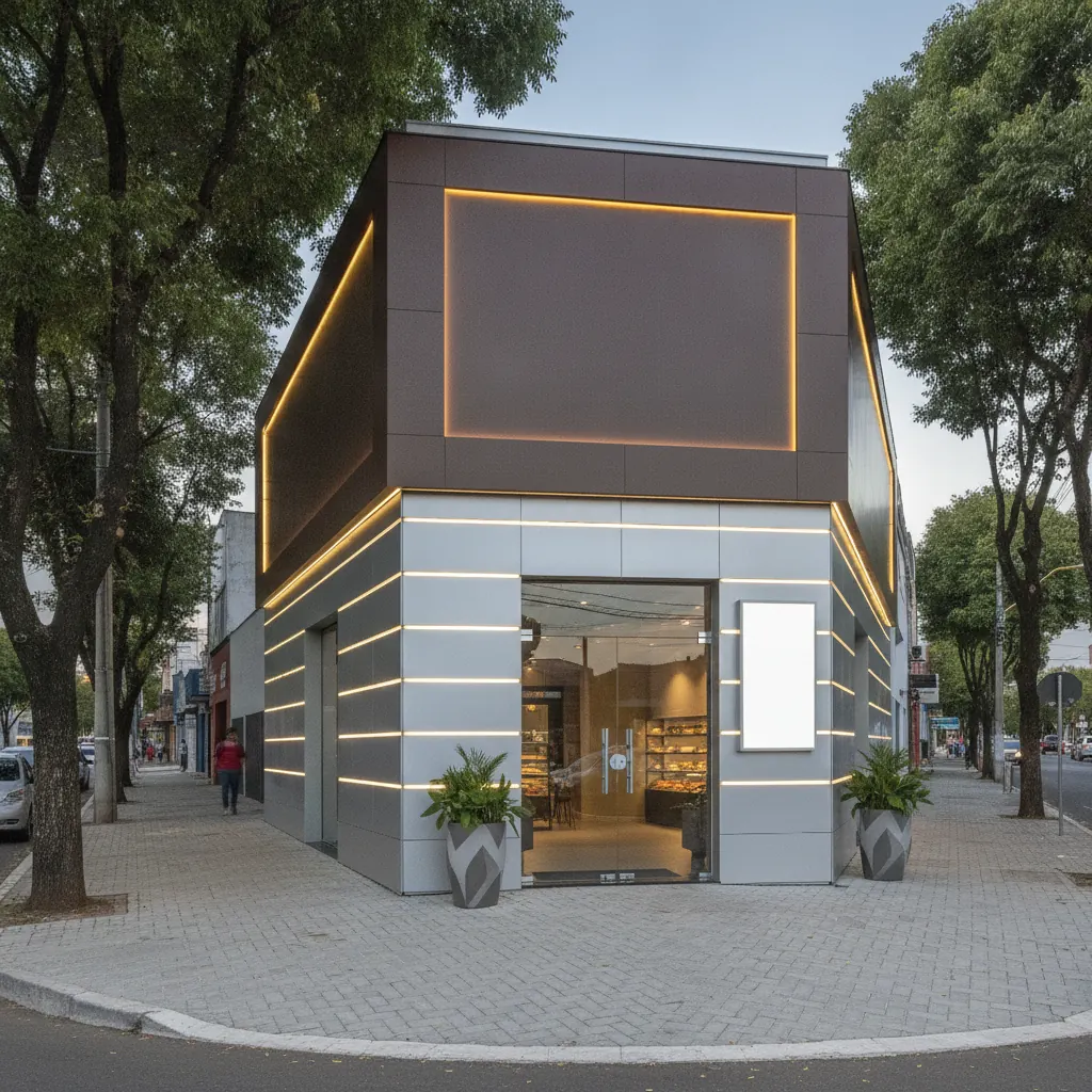Fachada em ACM para Padaria e Confeitaria em Goiânia