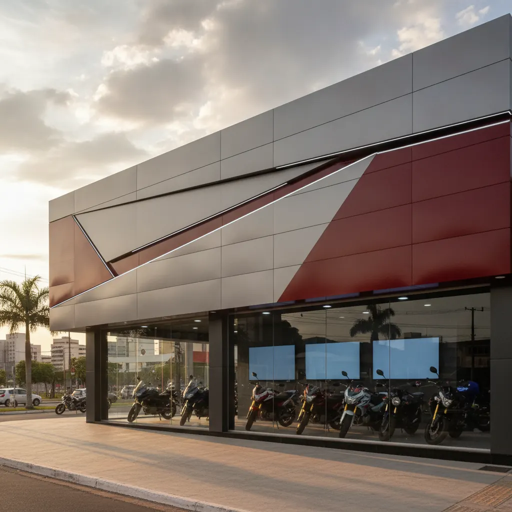 Fachada em ACM para Revendedora de Motos em Goiânia
