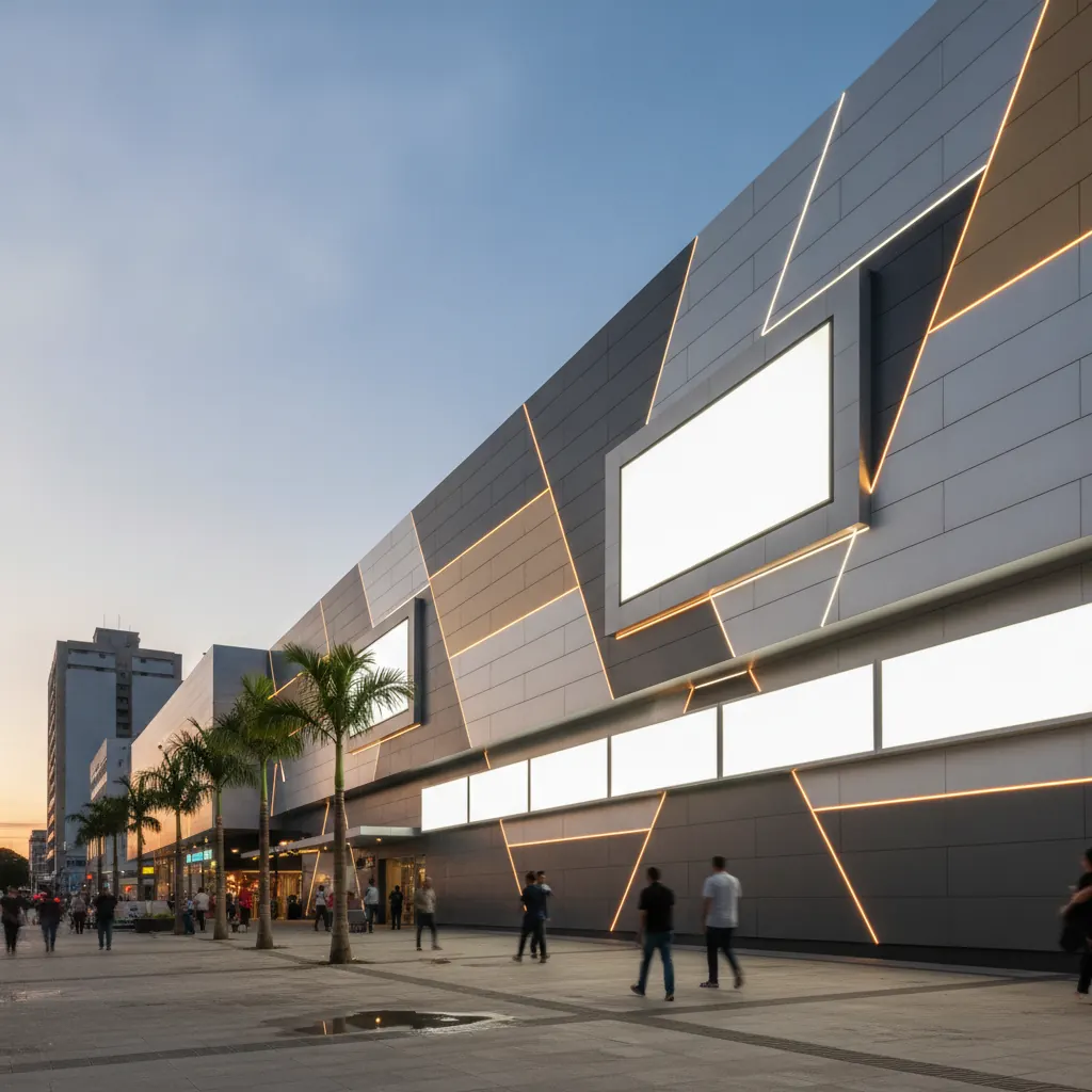 Fachada em ACM para Shopping e Galeria Comercial em Goiânia
