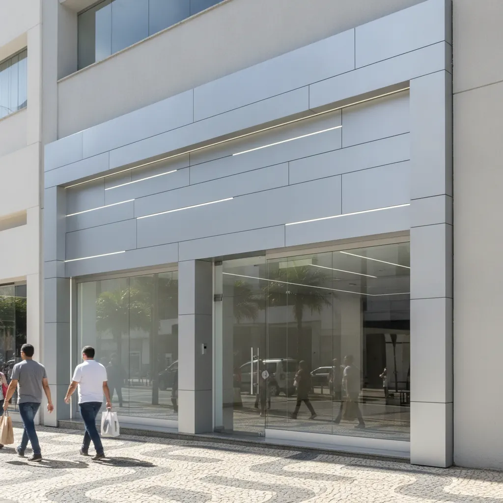 Fachada em ACM Prata para Estabelecimento Comercial em Goiânia