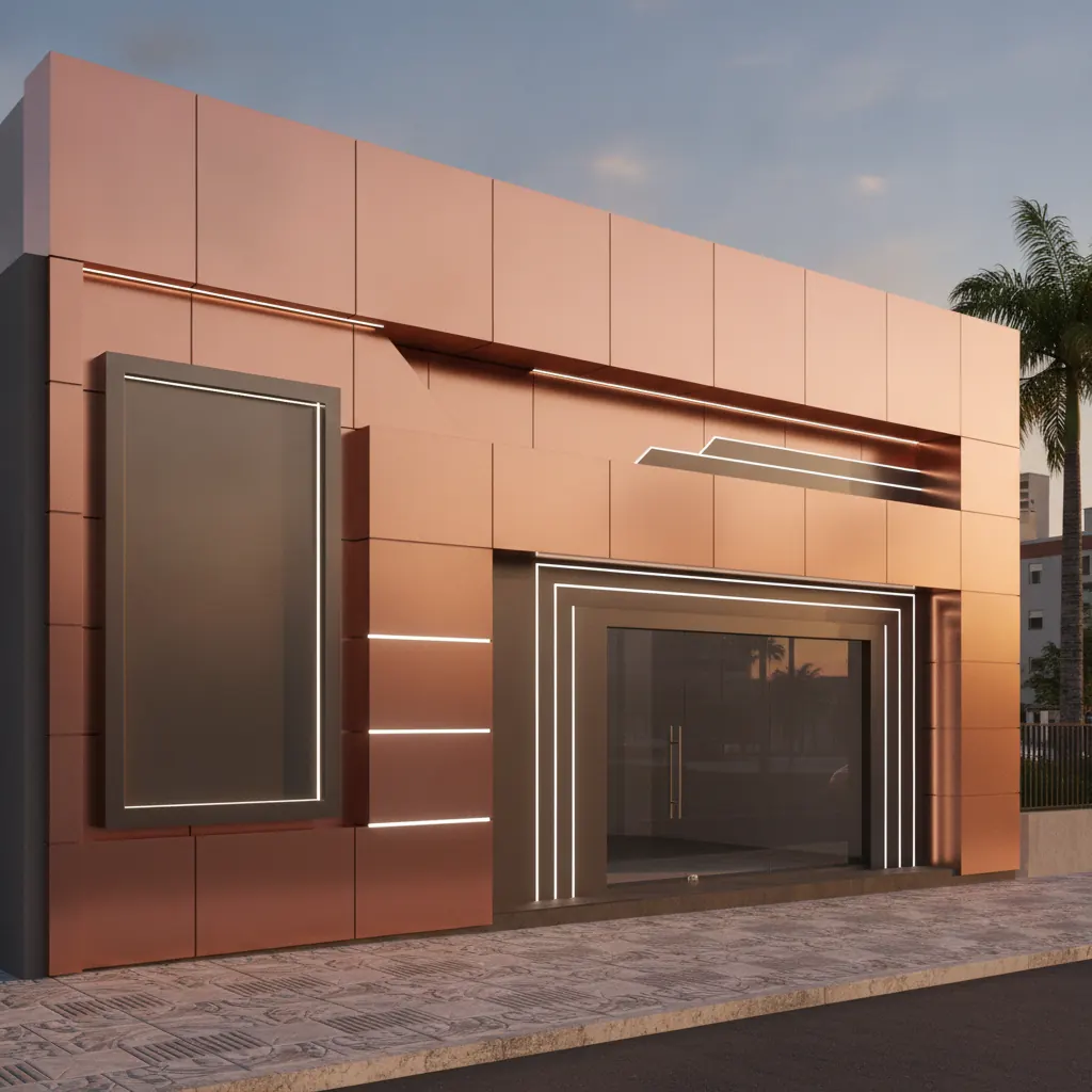 Fachada em ACM Rose Gold para Comércio em Goiânia